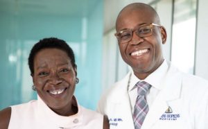 Surgery patient Deborah Lathen supports oncology surgeon Fabain Johnston's health equity research