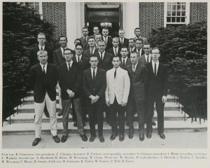 Black and white photo of members of the Johns Hopkins chapter of Tau Beta Pi engineering honor society in 1964