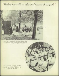 images from the 1951 seton high school yearbook, now the home of the Johns Hopkins School of Education