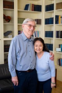 johns hopkins whiting school of engineering alum and donor david gakenheimer smiles with his partner tina imamura