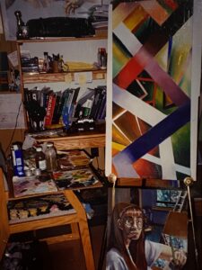 a painting by melissa lee in a full johns hopkins dorm