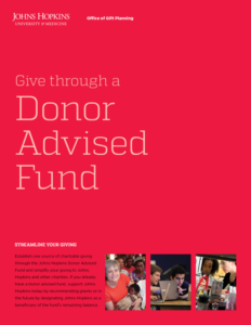 Small image of Johns Hopkins Donor Advised Fund information sheet